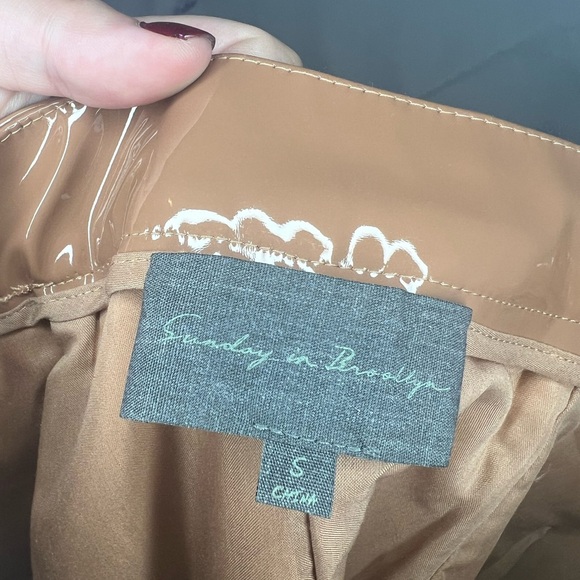 Sunday in Brooklyn Faux Leather Bronze Midi Skirt Sz S - Picture 9 of 9